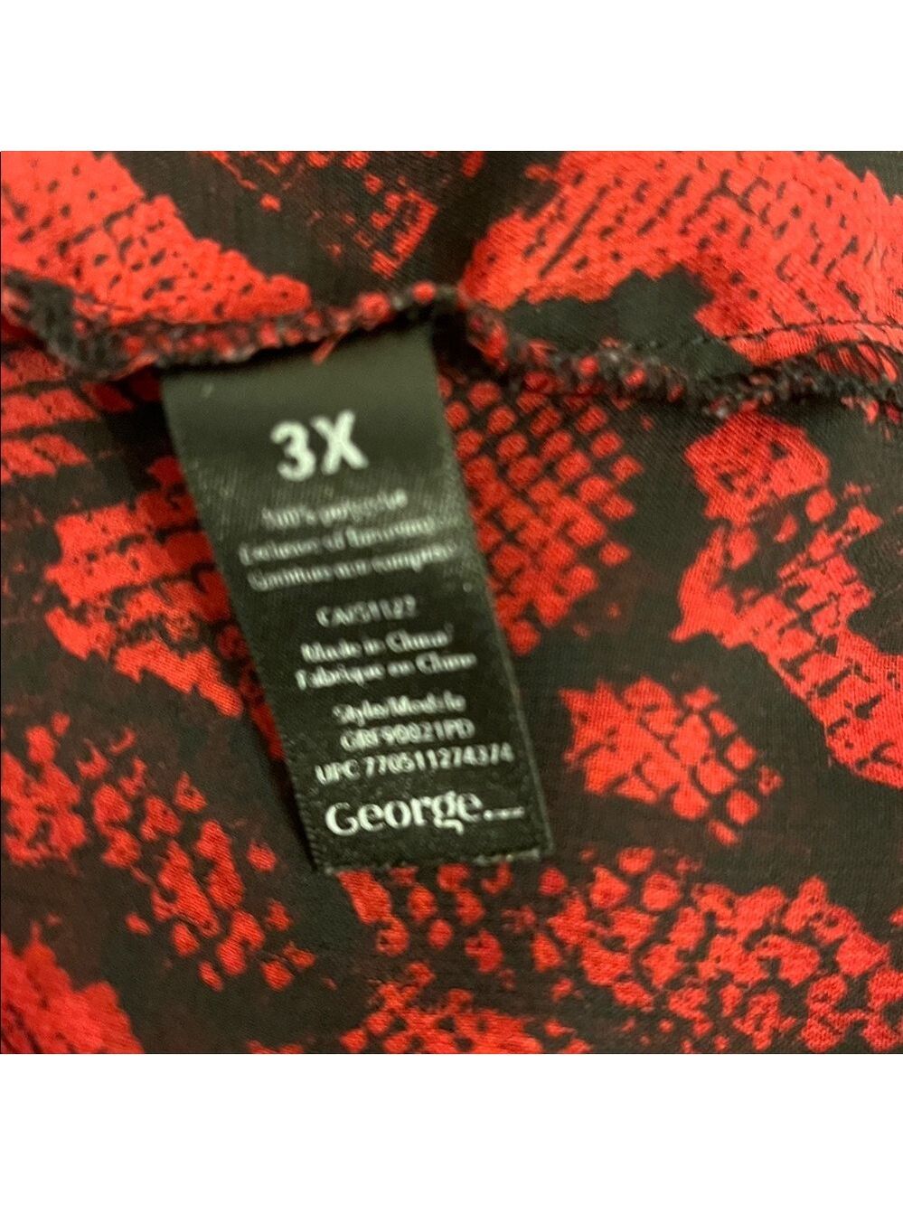 😍SHOW SPECIAL George Red Snake Print Long Sleeve Sheer Blouse 3X - Picture 6 of 8